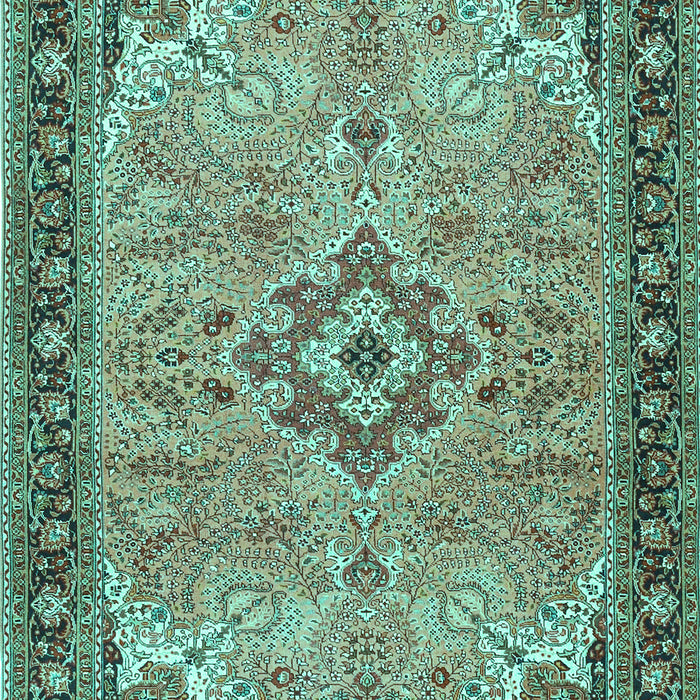 Machine Washable Medallion Turquoise Traditional Area Rugs, wshtr4530turq