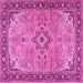 Square Machine Washable Medallion Pink Traditional Rug, wshtr4530pnk