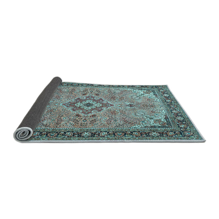 Sideview of Medallion Light Blue Traditional Rug, tr4530lblu