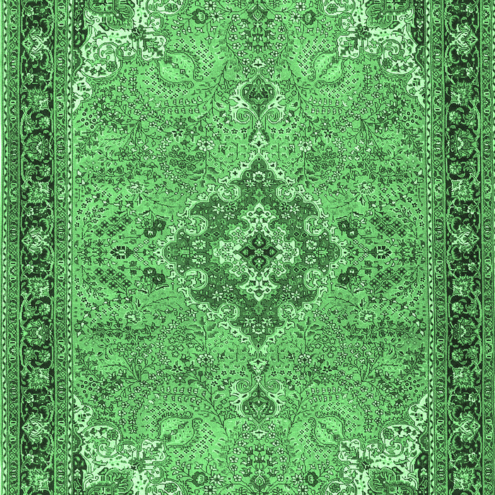 Machine Washable Medallion Emerald Green Traditional Area Rugs, wshtr4530emgrn