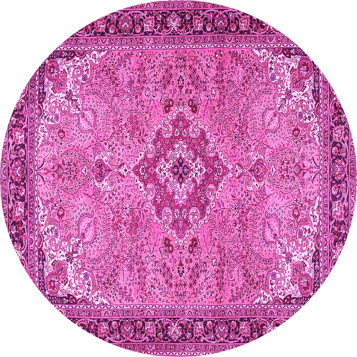 Round Medallion Pink Traditional Rug, tr4530pnk