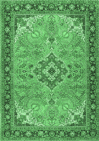 Medallion Emerald Green Traditional Rug, tr4530emgrn