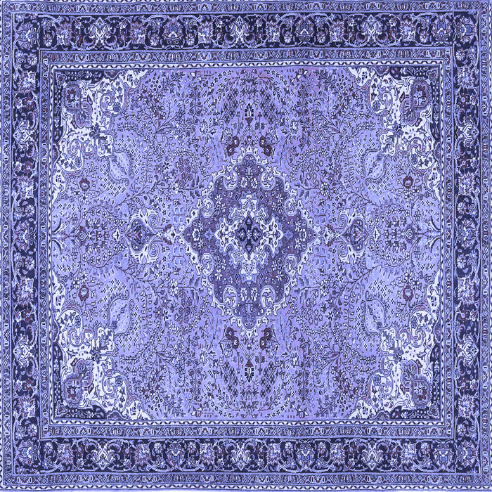 Square Machine Washable Medallion Blue Traditional Rug, wshtr4530blu