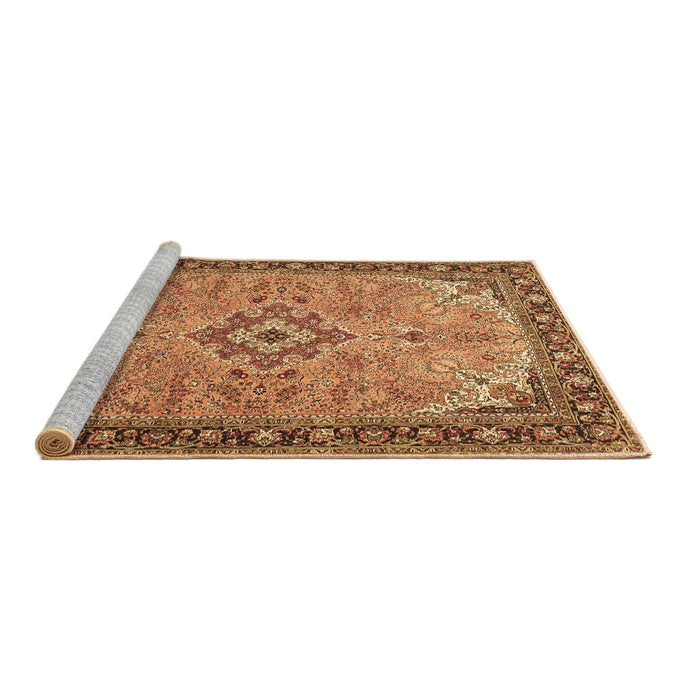 Sideview of Machine Washable Medallion Brown Traditional Rug, wshtr4530brn