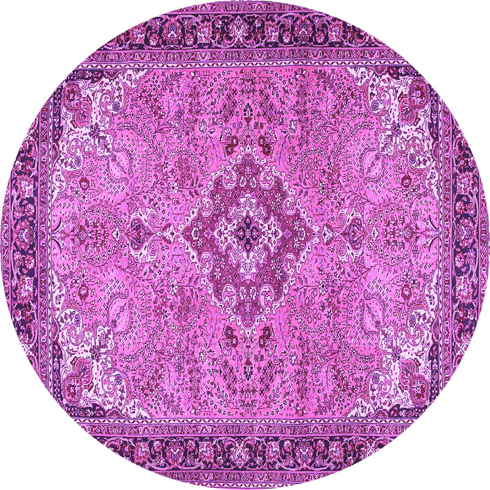 Round Medallion Purple Traditional Rug, tr4530pur