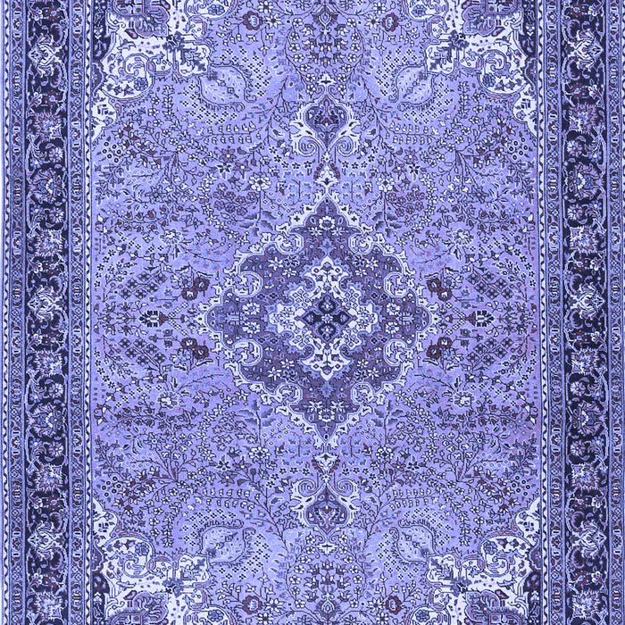 Machine Washable Medallion Blue Traditional Rug, wshtr4530blu