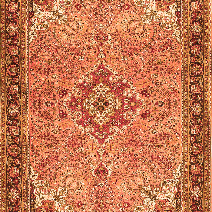 Serging Thickness of Machine Washable Medallion Orange Traditional Area Rugs, wshtr4530org