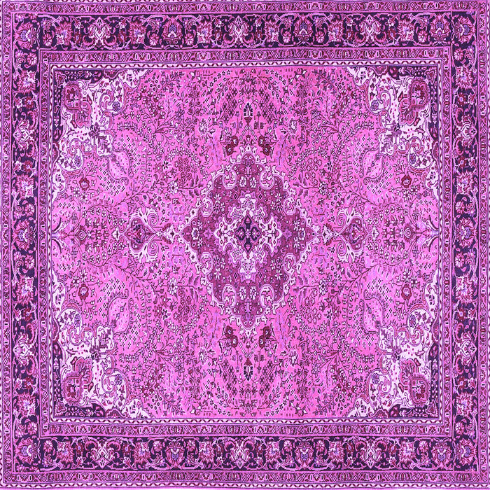Square Machine Washable Medallion Purple Traditional Area Rugs, wshtr4530pur