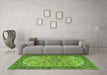 Machine Washable Medallion Green Traditional Area Rugs in a Living Room,, wshtr4530grn