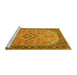 Sideview of Machine Washable Medallion Yellow Traditional Rug, wshtr4530yw