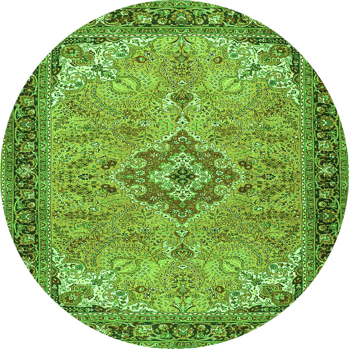 Square Medallion Green Traditional Rug, tr4530grn