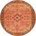 Machine Washable Medallion Orange Traditional Area Rugs, wshtr4530org