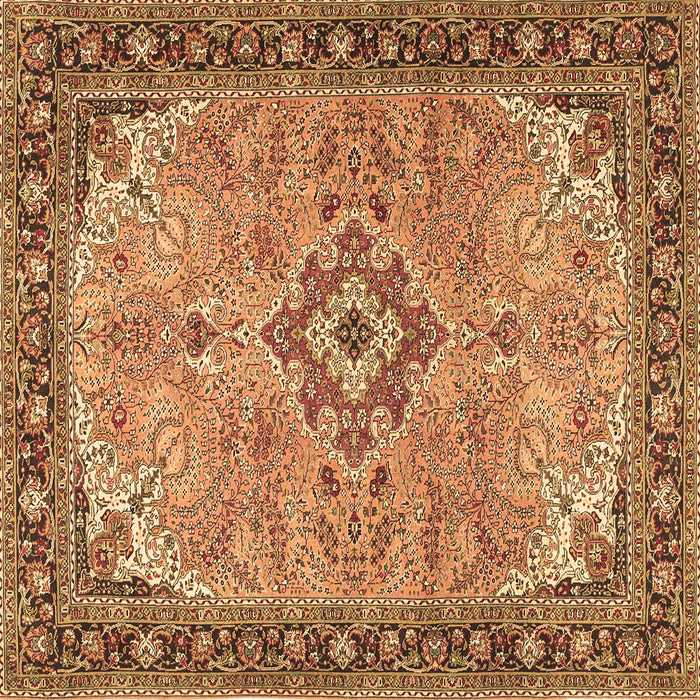 Square Machine Washable Medallion Brown Traditional Rug, wshtr4530brn