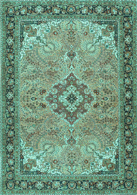 Medallion Turquoise Traditional Rug, tr4530turq