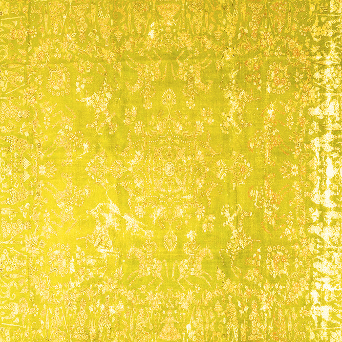 Square Machine Washable Oriental Yellow Traditional Rug, wshtr4531yw