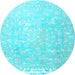 Round Oriental Light Blue Traditional Rug, tr4531lblu