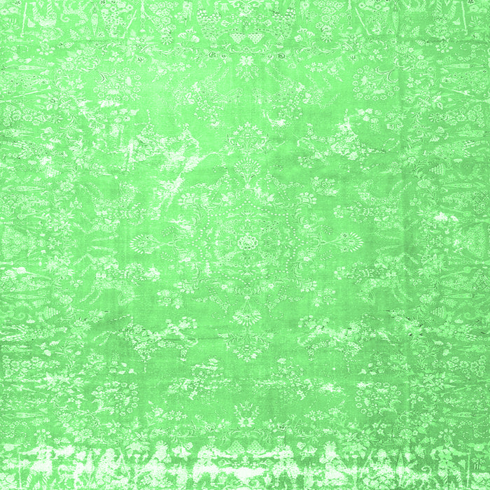 Square Machine Washable Oriental Emerald Green Traditional Area Rugs, wshtr4531emgrn