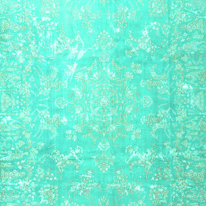 Machine Washable Oriental Turquoise Traditional Area Rugs, wshtr4531turq