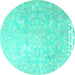 Round Oriental Turquoise Traditional Rug, tr4531turq