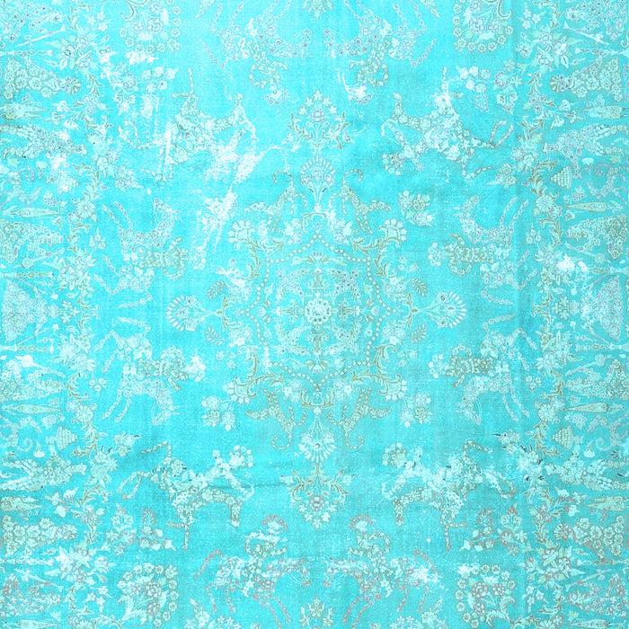 Machine Washable Oriental Light Blue Traditional Rug, wshtr4531lblu