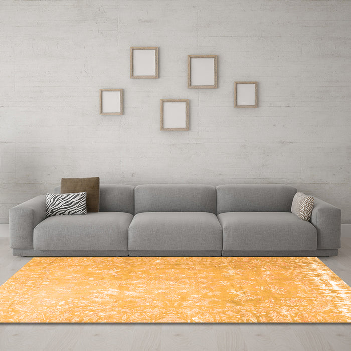 Machine Washable Oriental Orange Traditional Area Rugs in a Living Room, wshtr4531org