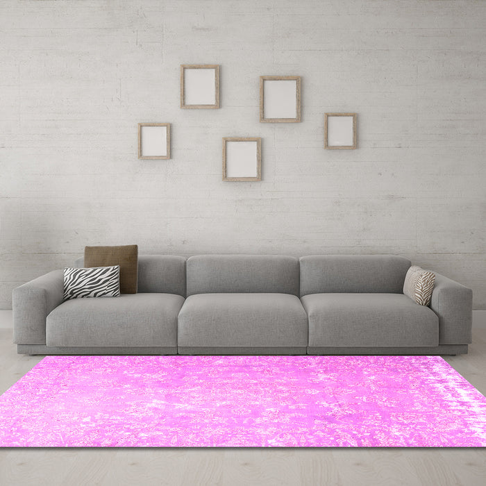 Machine Washable Oriental Pink Traditional Rug in a Living Room, wshtr4531pnk