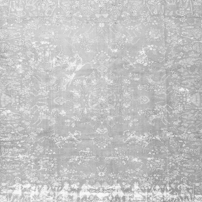 Round Machine Washable Oriental Gray Traditional Rug, wshtr4531gry