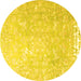 Round Oriental Yellow Traditional Rug, tr4531yw