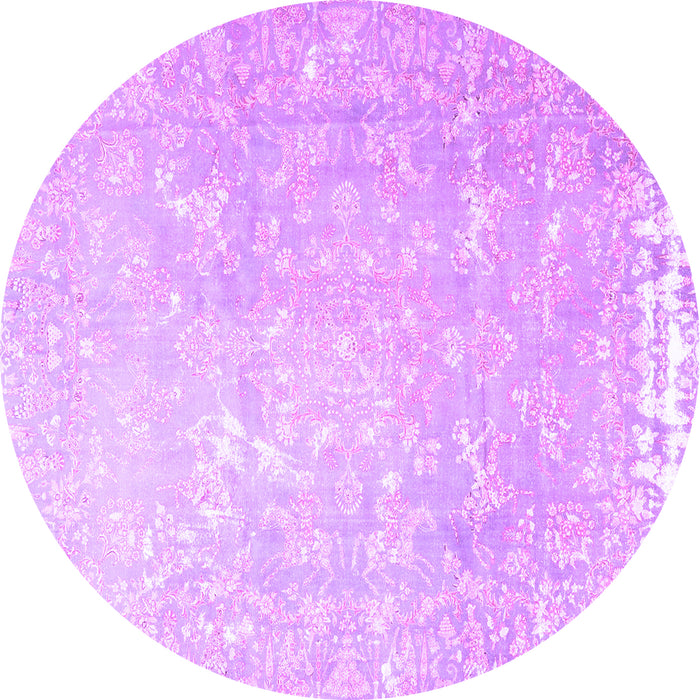 Round Machine Washable Oriental Purple Traditional Area Rugs, wshtr4531pur