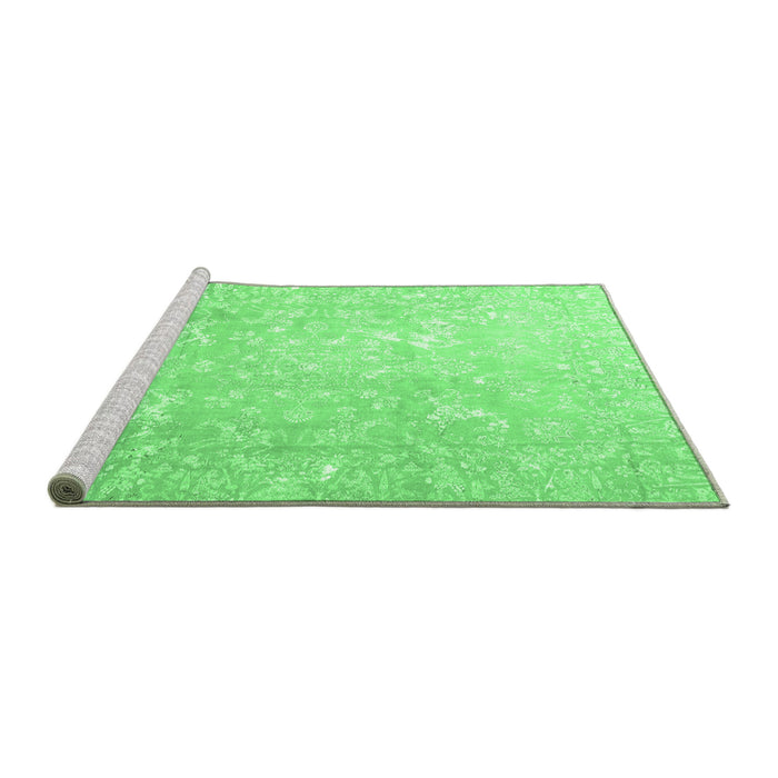 Sideview of Machine Washable Oriental Emerald Green Traditional Area Rugs, wshtr4531emgrn