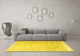 Machine Washable Oriental Yellow Traditional Rug in a Living Room, wshtr4531yw