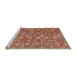 Sideview of Machine Washable Traditional Light Copper Gold Rug, wshtr4532