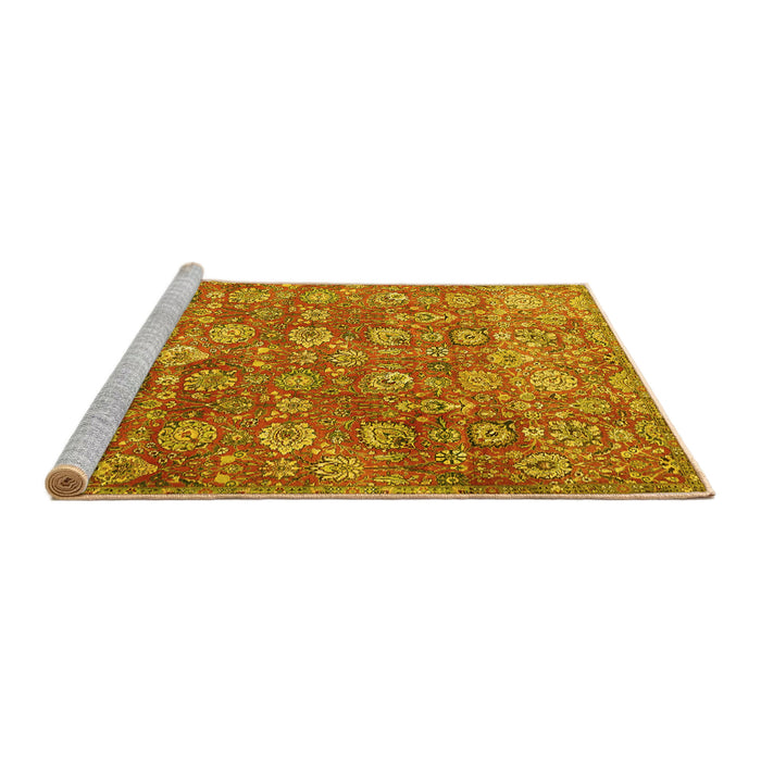 Sideview of Machine Washable Persian Yellow Traditional Rug, wshtr4532yw