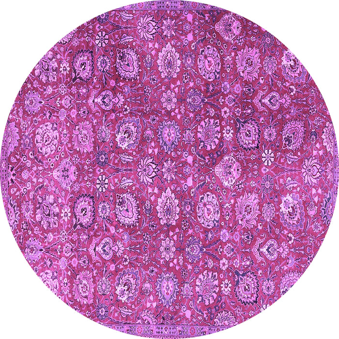 Round Machine Washable Persian Purple Traditional Area Rugs, wshtr4532pur
