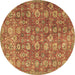 Round Machine Washable Persian Brown Traditional Rug, wshtr4532brn