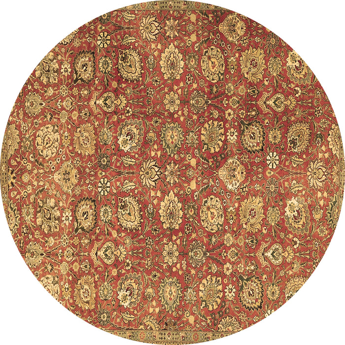 Round Persian Brown Traditional Rug, tr4532brn
