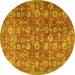 Round Persian Yellow Traditional Rug, tr4532yw