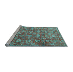 Sideview of Machine Washable Persian Light Blue Traditional Rug, wshtr4532lblu