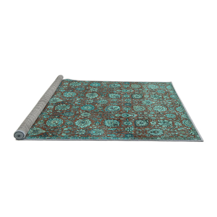 Sideview of Machine Washable Persian Light Blue Traditional Rug, wshtr4532lblu