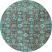 Round Machine Washable Persian Light Blue Traditional Rug, wshtr4532lblu