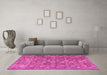 Machine Washable Persian Pink Traditional Rug in a Living Room, wshtr4532pnk