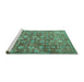 Sideview of Machine Washable Persian Turquoise Traditional Area Rugs, wshtr4532turq