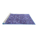 Sideview of Machine Washable Persian Blue Traditional Rug, wshtr4532blu