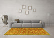 Machine Washable Persian Yellow Traditional Rug in a Living Room, wshtr4532yw