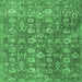Square Machine Washable Persian Emerald Green Traditional Area Rugs, wshtr4532emgrn