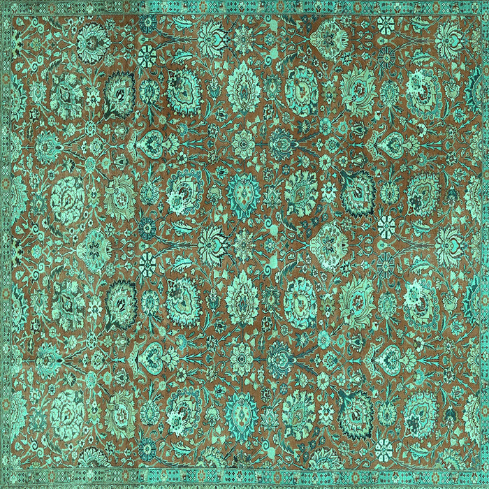 Square Machine Washable Persian Turquoise Traditional Area Rugs, wshtr4532turq