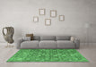 Machine Washable Persian Emerald Green Traditional Area Rugs in a Living Room,, wshtr4532emgrn