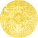 Round Persian Yellow Traditional Rug, tr4533yw