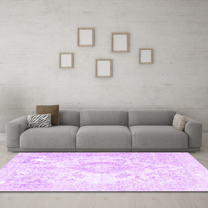 Machine Washable Persian Purple Traditional Area Rugs in a Living Room, wshtr4533pur