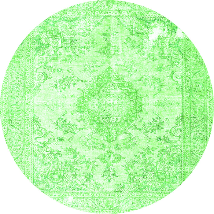 Square Persian Green Traditional Rug, tr4533grn